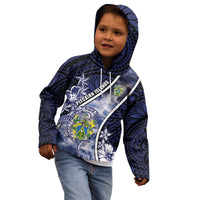 Personalised Pitcairn Islands Kid Hoodie Coat Of Arms Waves Style DT05 - Polynesian Pride