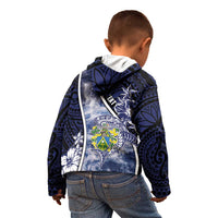 Personalised Pitcairn Islands Kid Hoodie Coat Of Arms Waves Style DT05 - Polynesian Pride