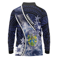 Personalised Pitcairn Islands Long Sleeve Polo Shirt Coat Of Arms Waves Style DT05 - Polynesian Pride