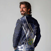 Personalised Pitcairn Islands Long Sleeve Polo Shirt Coat Of Arms Waves Style DT05 - Polynesian Pride