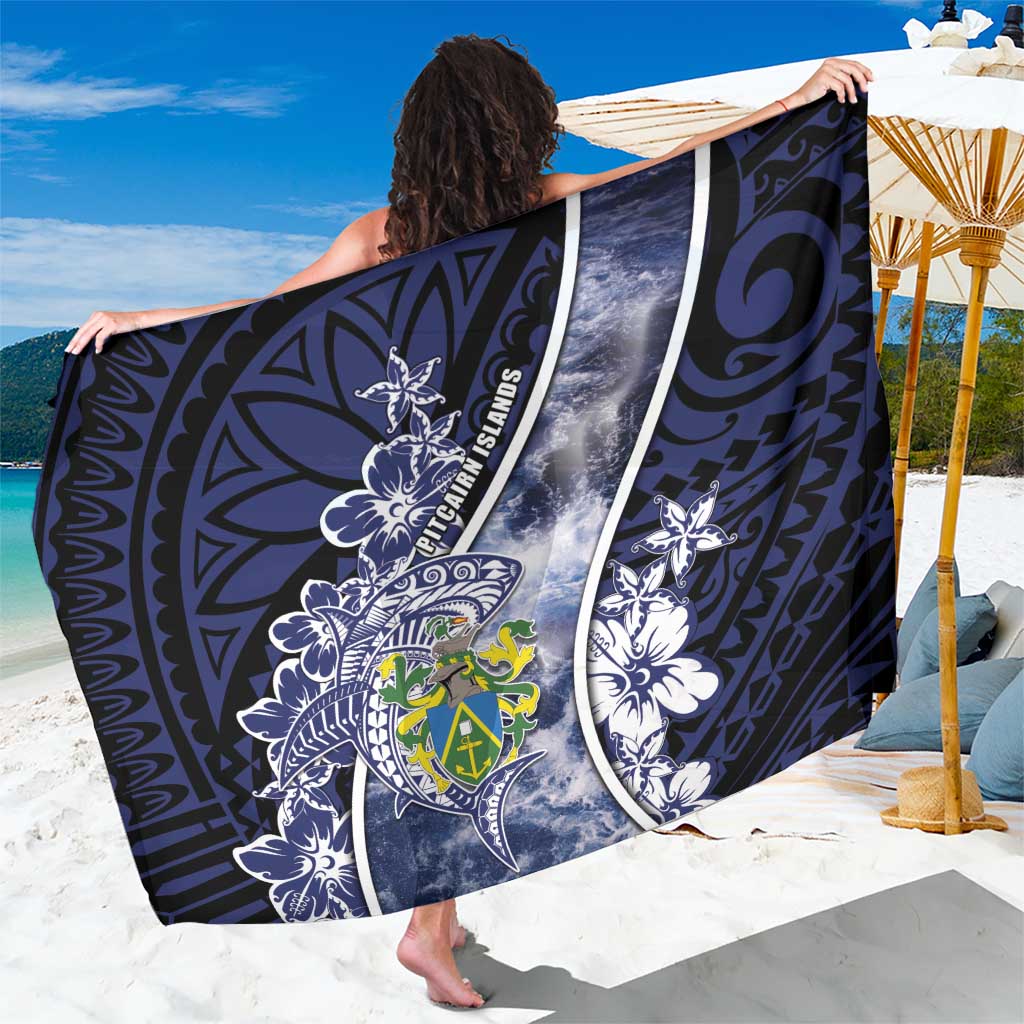 Pitcairn Islands Sarong Coat Of Arms Waves Style DT05 One Size 44 x 66 inches Navy - Polynesian Pride