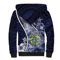 Personalised Pitcairn Islands Sherpa Hoodie Coat Of Arms Waves Style DT05 - Polynesian Pride