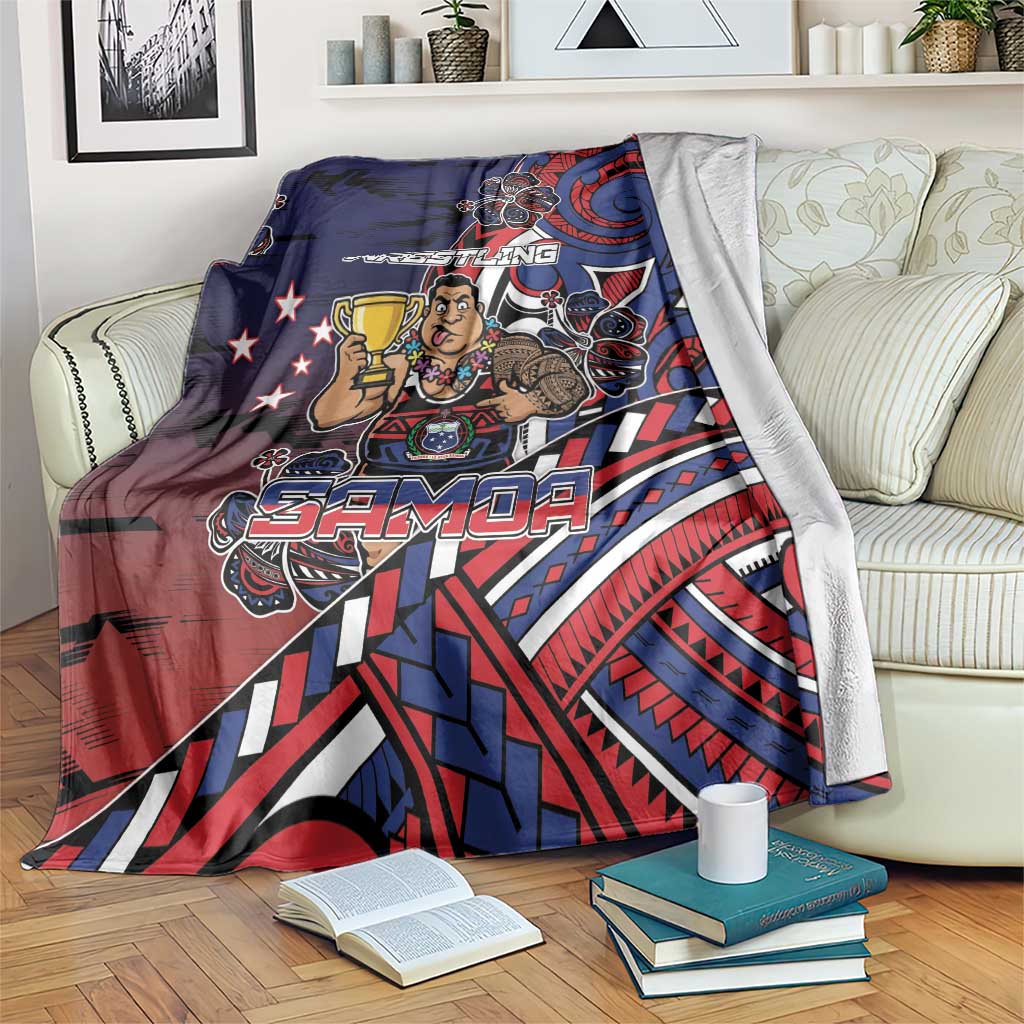 Samoa Wrestling Blanket Polynesian Warrior Funny Style DT05 Navy - Polynesian Pride