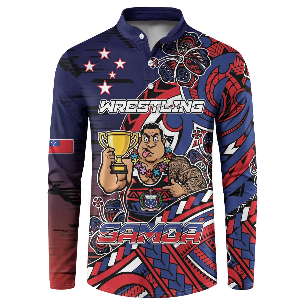 Personalised Samoa Wrestling Button Sweatshirt Polynesian Warrior Funny Style DT05 Navy - Polynesian Pride