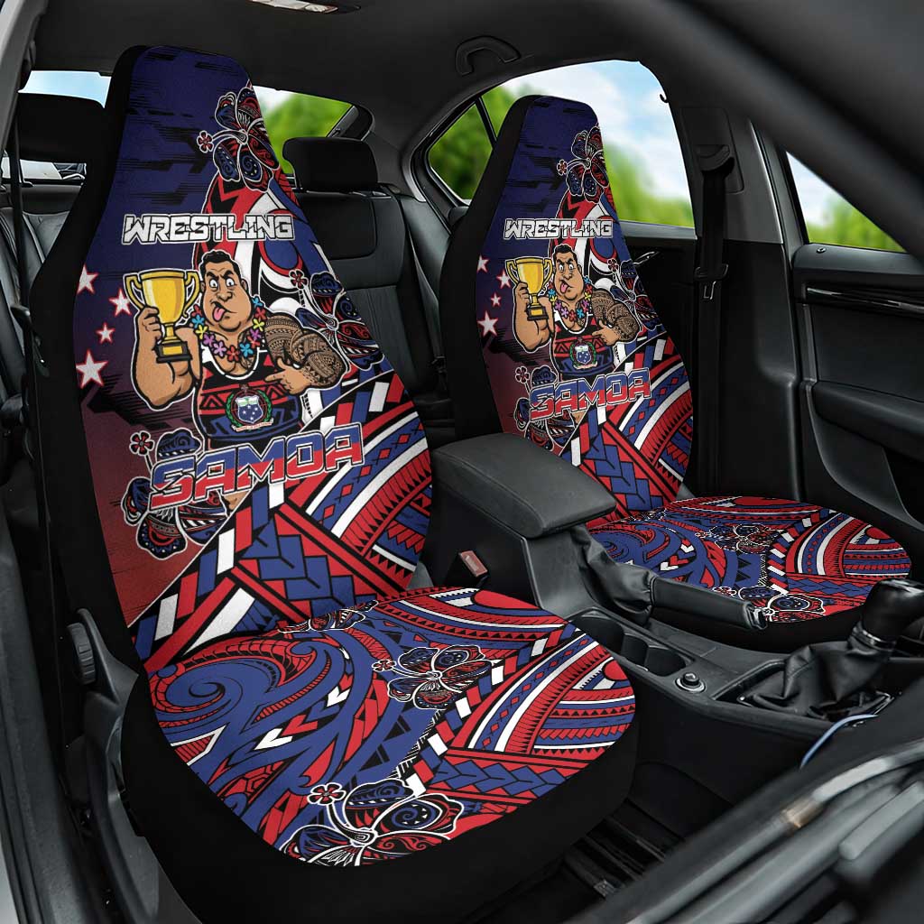 Samoa Wrestling Car Seat Cover Polynesian Warrior Funny Style DT05 One Size Navy - Polynesian Pride