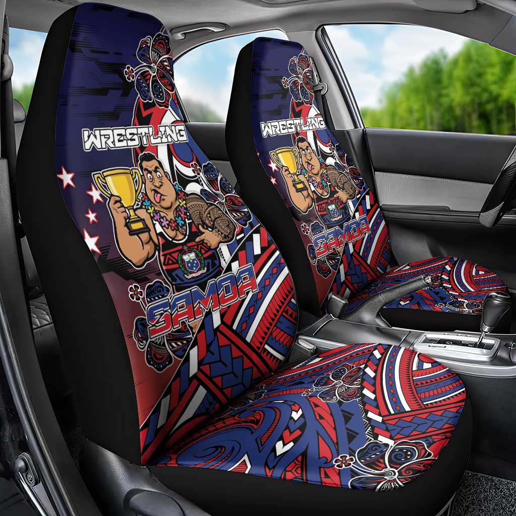 Samoa Wrestling Car Seat Cover Polynesian Warrior Funny Style DT05 - Polynesian Pride