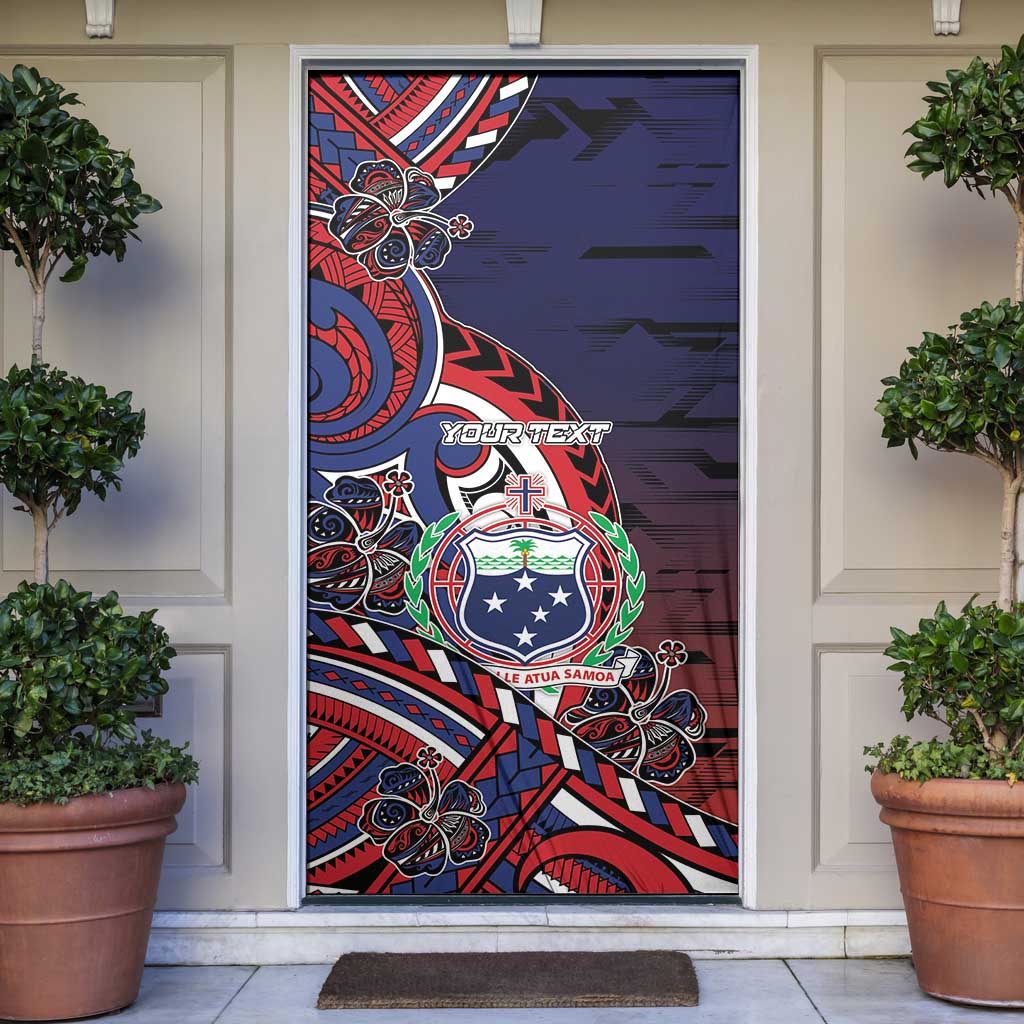 Personalised Samoa Wrestling Door Cover Polynesian Warrior Funny Style DT05 Navy - Polynesian Pride