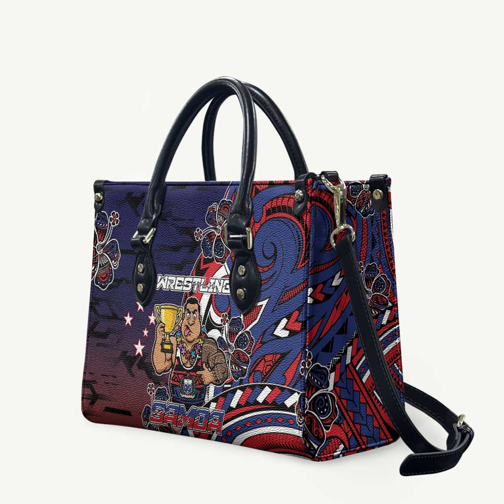 Samoa Wrestling Leather Bag Polynesian Warrior Funny Style DT05 Navy - Polynesian Pride