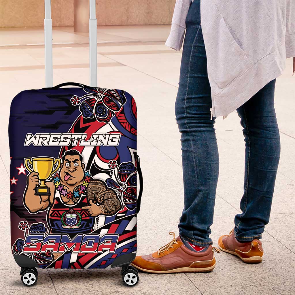 Samoa Wrestling Luggage Cover Polynesian Warrior Funny Style DT05 Navy - Polynesian Pride