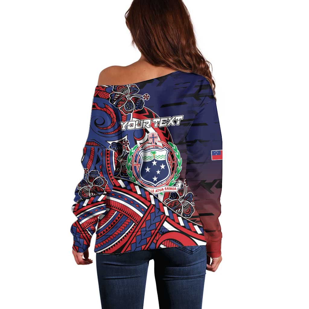 Personalised Samoa Wrestling Off Shoulder Sweater Polynesian Warrior Funny Style DT05 - Polynesian Pride