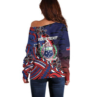 Personalised Samoa Wrestling Off Shoulder Sweater Polynesian Warrior Funny Style DT05 - Polynesian Pride
