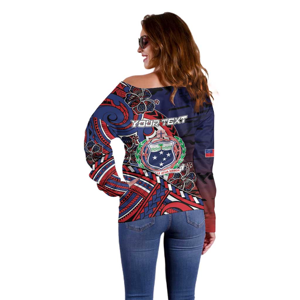 Personalised Samoa Wrestling Off Shoulder Sweater Polynesian Warrior Funny Style DT05 - Polynesian Pride