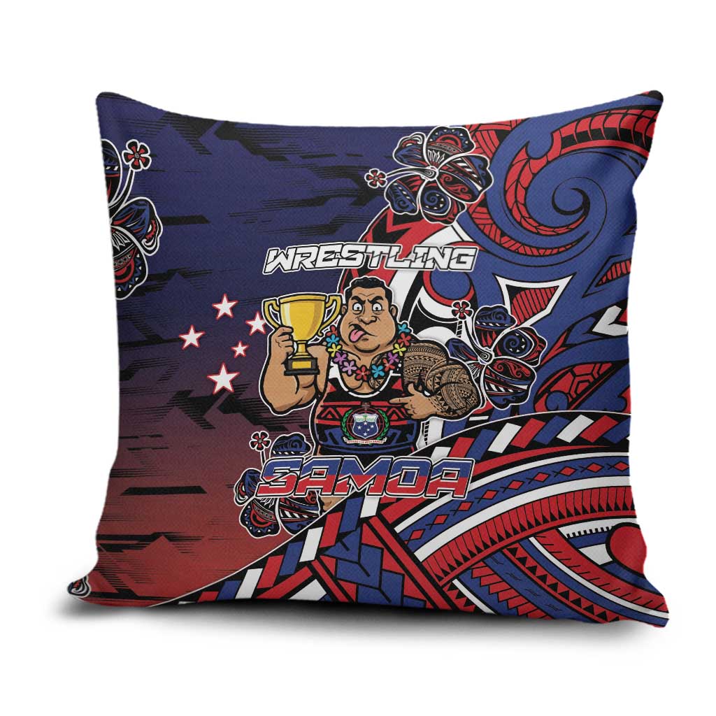 Samoa Wrestling Pillow Cover Polynesian Warrior Funny Style DT05 Navy - Polynesian Pride