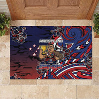 Samoa Wrestling Rubber Doormat Polynesian Warrior Funny Style DT05 Navy - Polynesian Pride