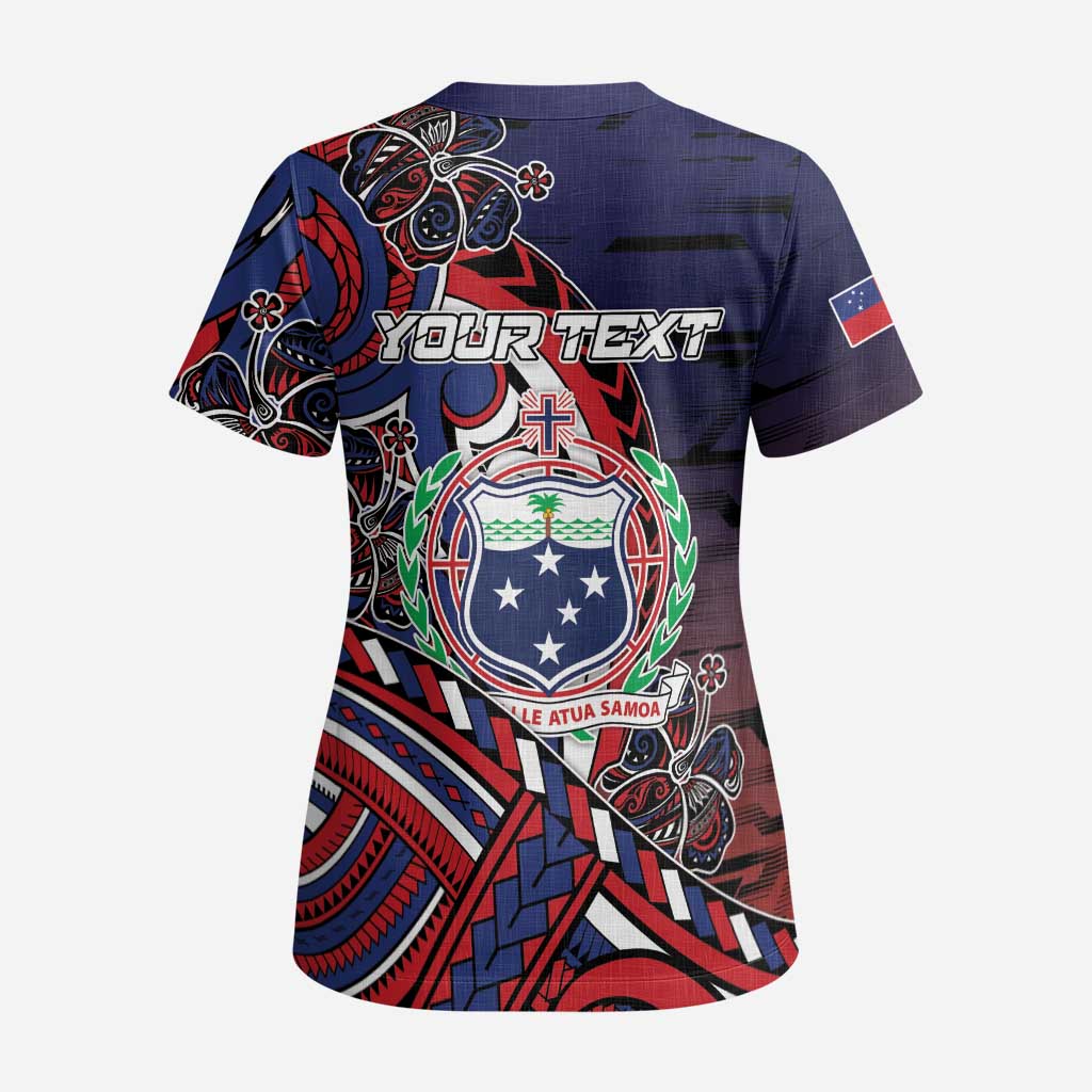 Personalised Samoa Wrestling Scrub Top Polynesian Warrior Funny Style DT05 - Polynesian Pride