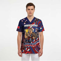 Personalised Samoa Wrestling Scrub Top Polynesian Warrior Funny Style DT05 - Polynesian Pride