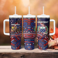 Personalised Samoa Wrestling Tumbler With Handle Polynesian Warrior Funny Style DT05 - Polynesian Pride