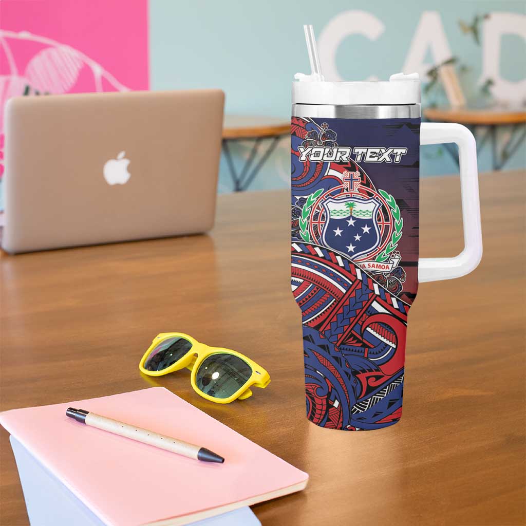 Personalised Samoa Wrestling Tumbler With Handle Polynesian Warrior Funny Style DT05 - Polynesian Pride