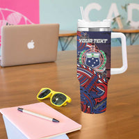 Personalised Samoa Wrestling Tumbler With Handle Polynesian Warrior Funny Style DT05 - Polynesian Pride