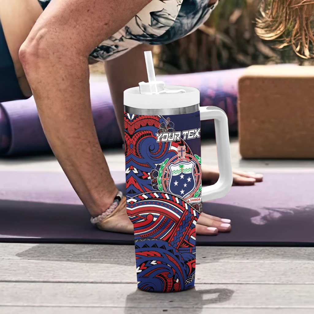 Personalised Samoa Wrestling Tumbler With Handle Polynesian Warrior Funny Style DT05 - Polynesian Pride