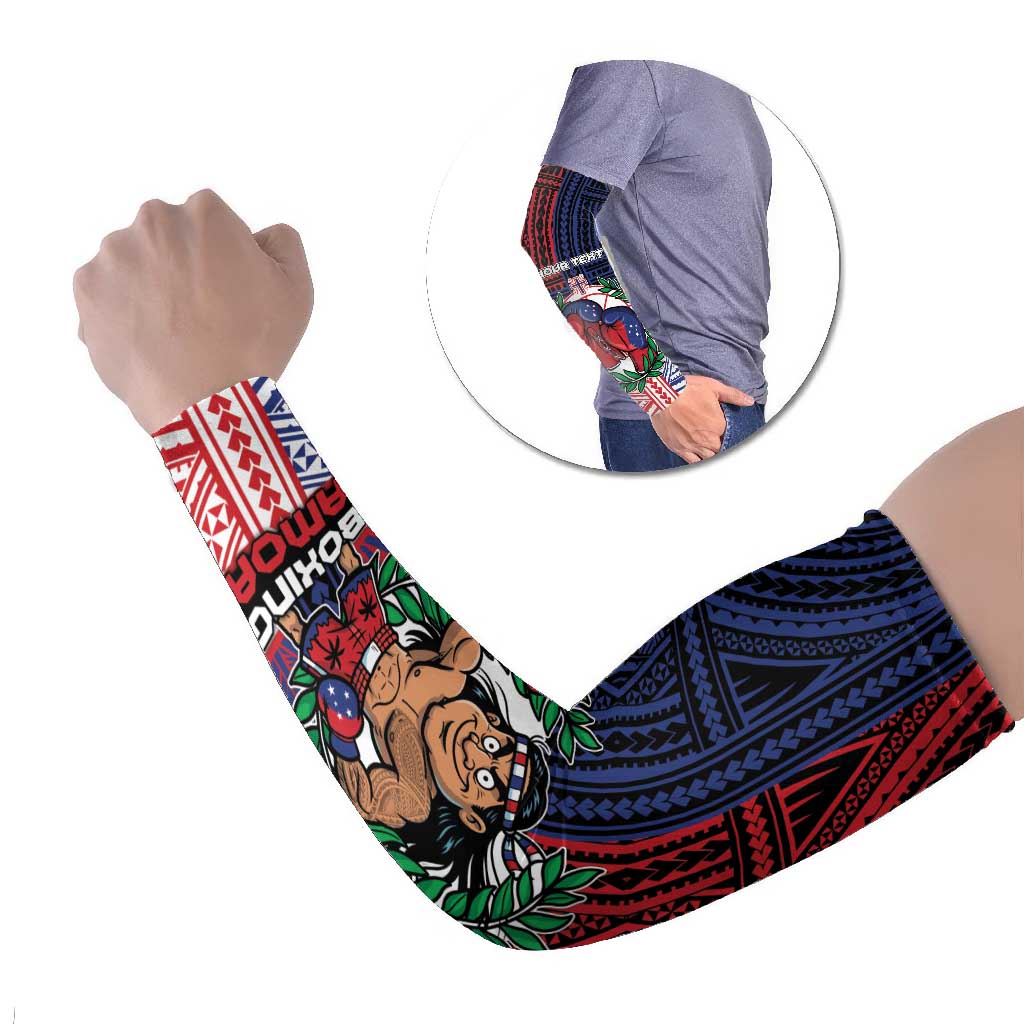 Personalised Samoa Boxing Arm Sleeves Samoan Boxer Funny Style DT05 Set of 2 Red - Polynesian Pride