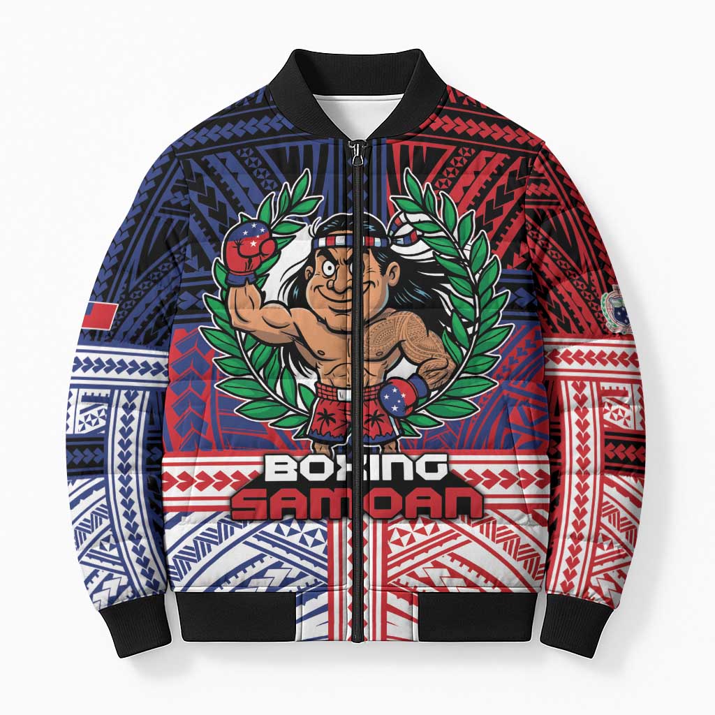 Personalised Samoa Boxing Bomber Puffer Jacket Samoan Boxer Funny Style DT05 Unisex Red - Polynesian Pride