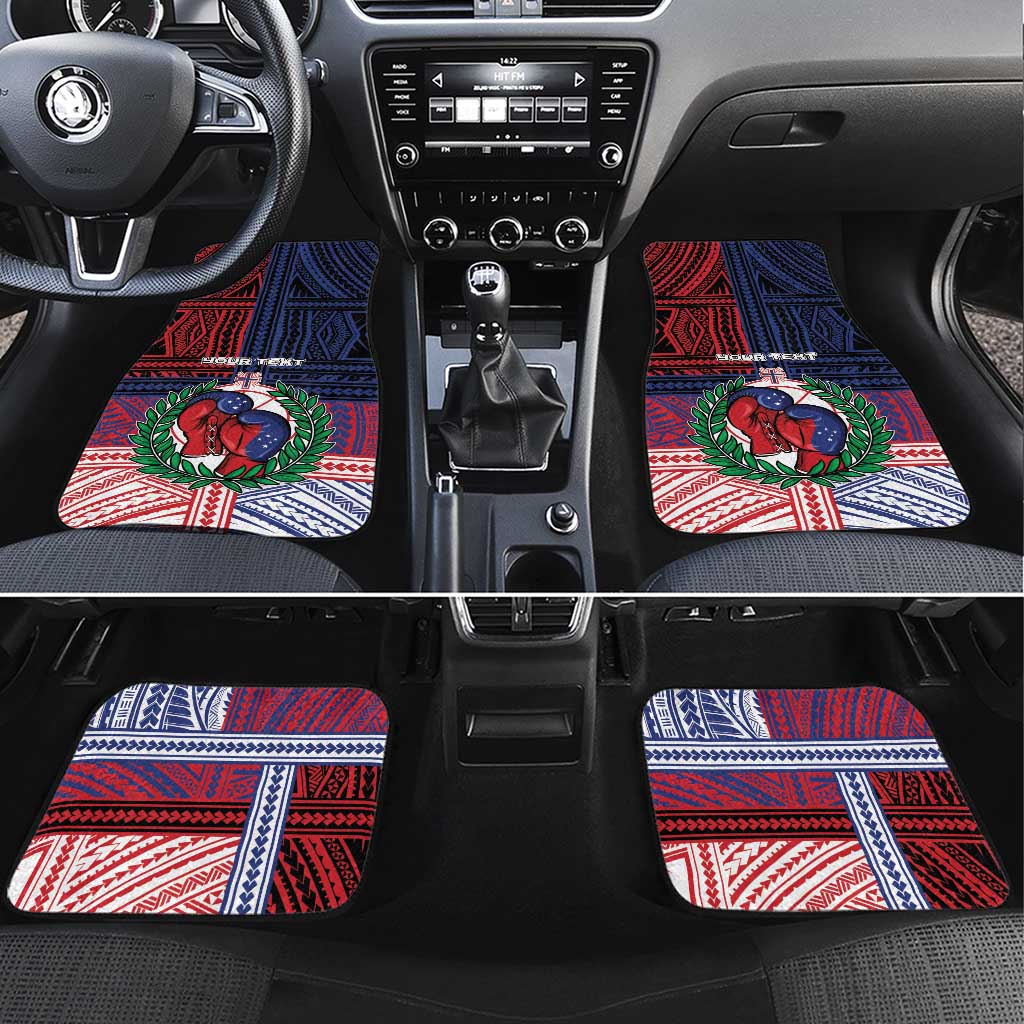 Personalised Samoa Boxing Car Mats Samoan Boxer Funny Style DT05 Set 4pcs Red - Polynesian Pride