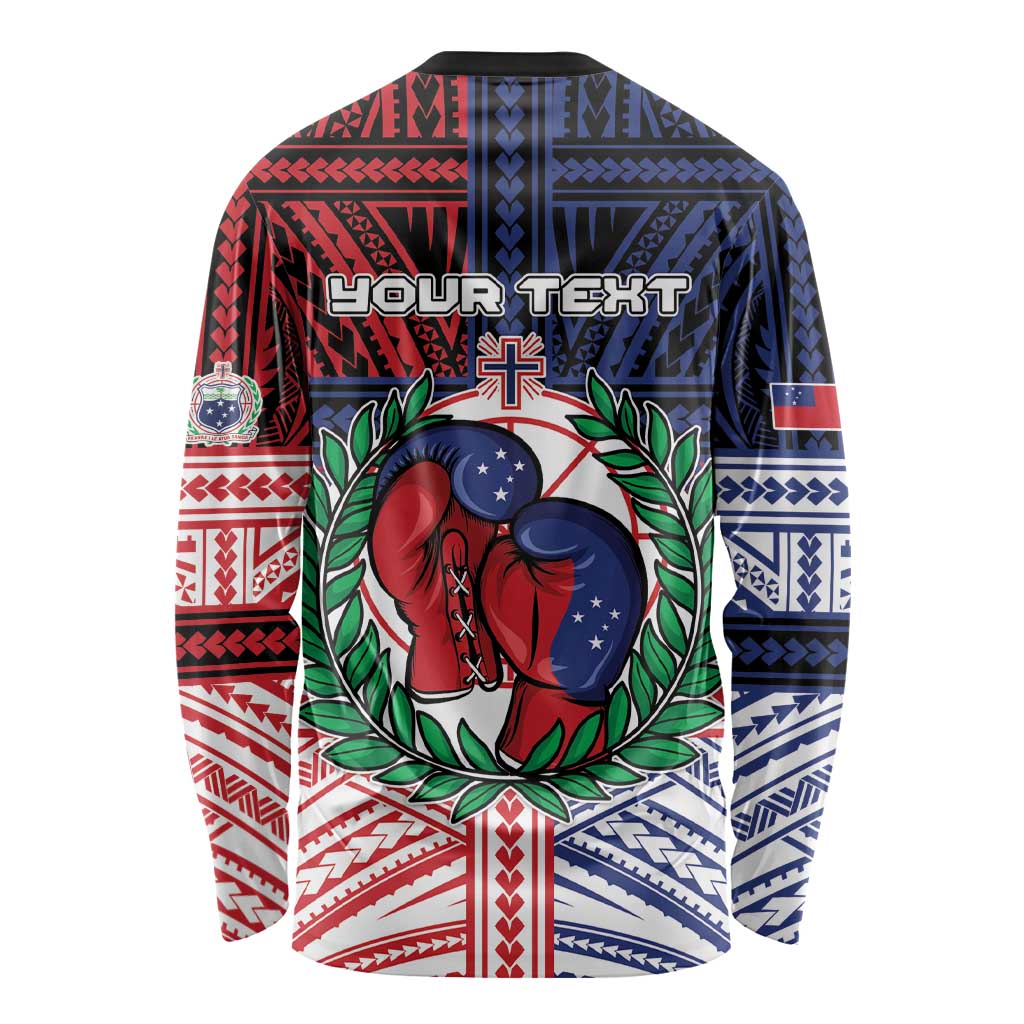 Personalised Samoa Boxing Long Sleeve Shirt Samoan Boxer Funny Style DT05 - Polynesian Pride