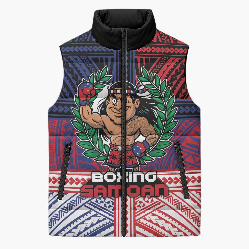 Personalised Samoa Boxing Sleeveless Puffer Jacket Samoan Boxer Funny Style DT05 Unisex Red - Polynesian Pride