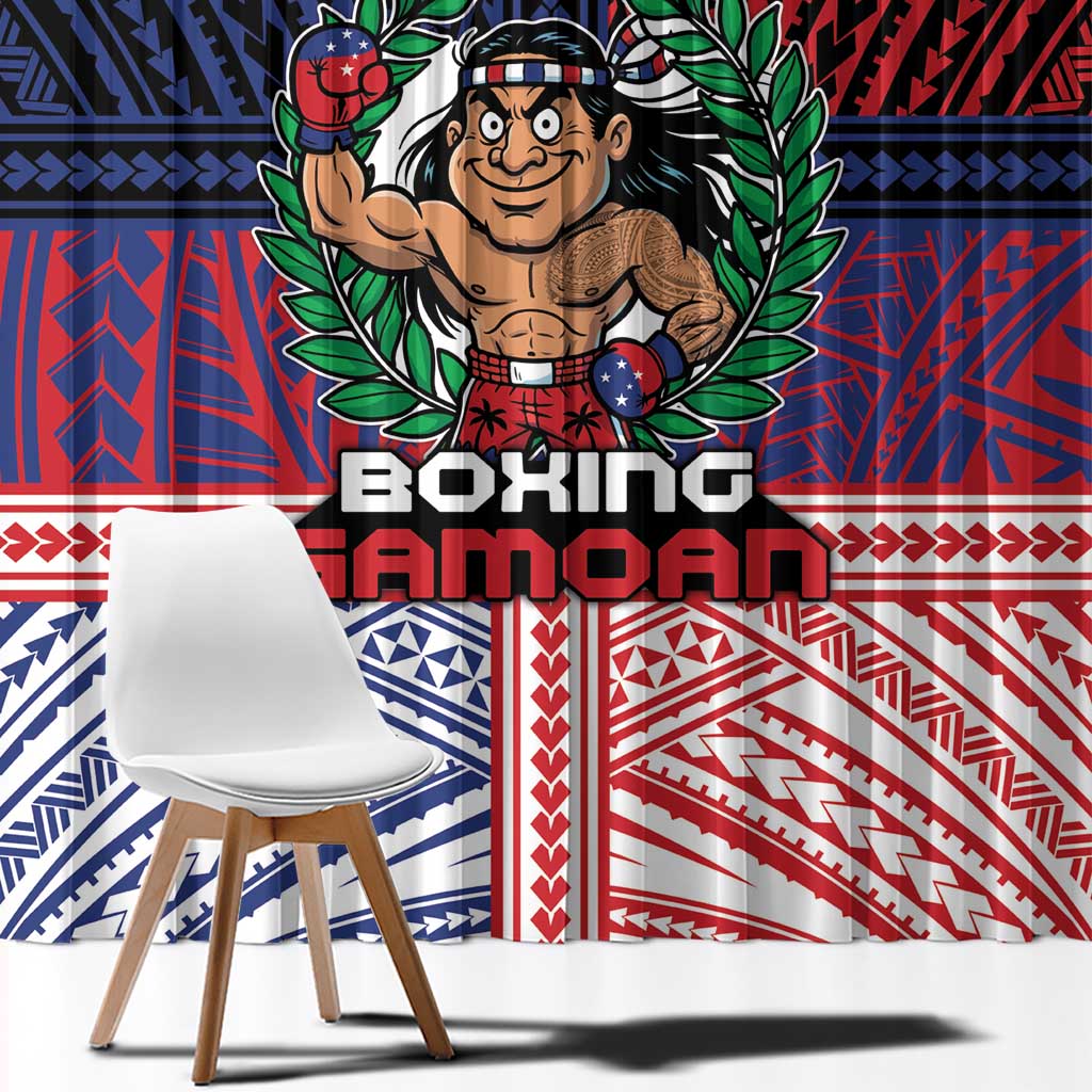 Samoa Boxing Window Curtain Samoan Boxer Funny Style DT05 - Polynesian Pride