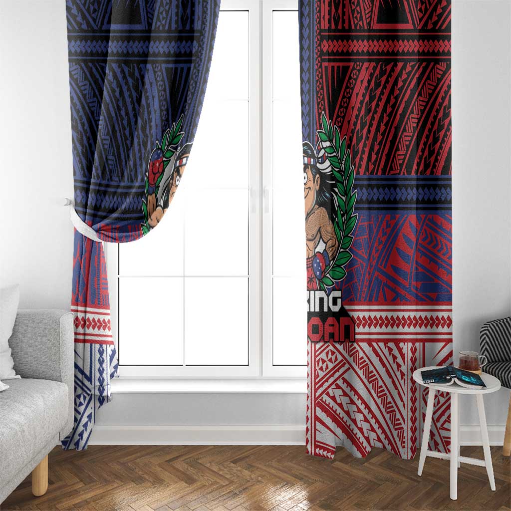 Samoa Boxing Window Curtain Samoan Boxer Funny Style DT05 - Polynesian Pride