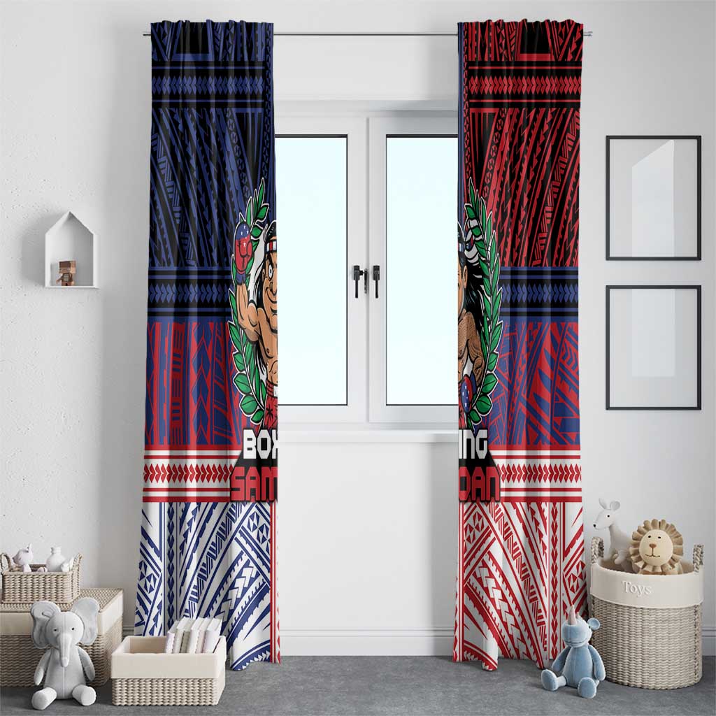 Samoa Boxing Window Curtain Samoan Boxer Funny Style DT05 - Polynesian Pride