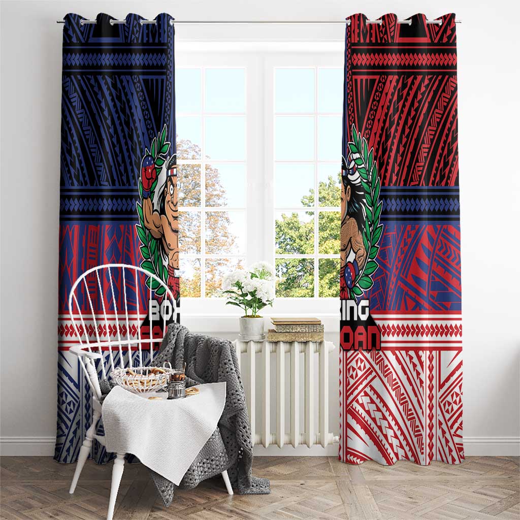 Samoa Boxing Window Curtain Samoan Boxer Funny Style DT05 - Polynesian Pride