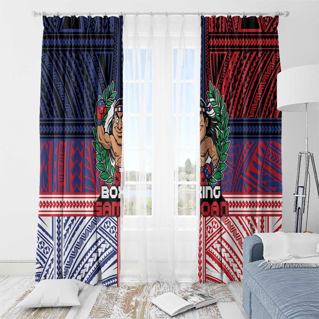 Samoa Boxing Window Curtain Samoan Boxer Funny Style DT05 - Polynesian Pride