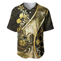 Personalised Niue Baseball Jersey Niuean Crab Waves Style DT05 Gold - Polynesian Pride