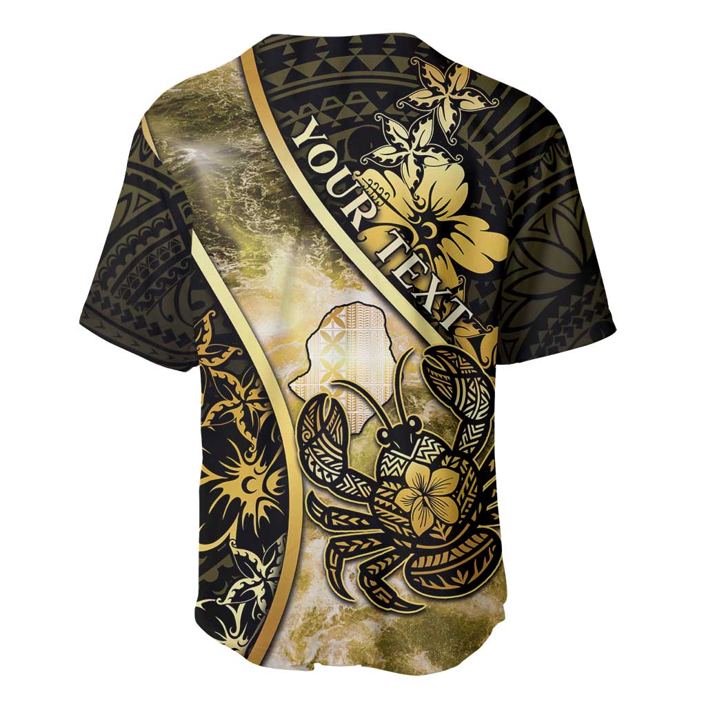 Personalised Niue Baseball Jersey Niuean Crab Waves Style DT05 - Polynesian Pride