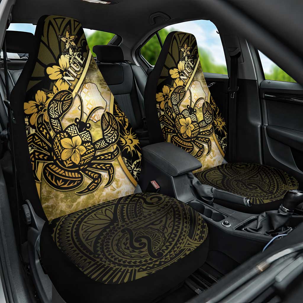 Niue Car Seat Cover Niuean Crab Waves Style DT05 One Size Gold - Polynesian Pride