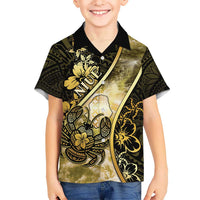 Personalised Niue Kid Hawaiian Shirt Niuean Crab Waves Style DT05 Kid Gold - Polynesian Pride