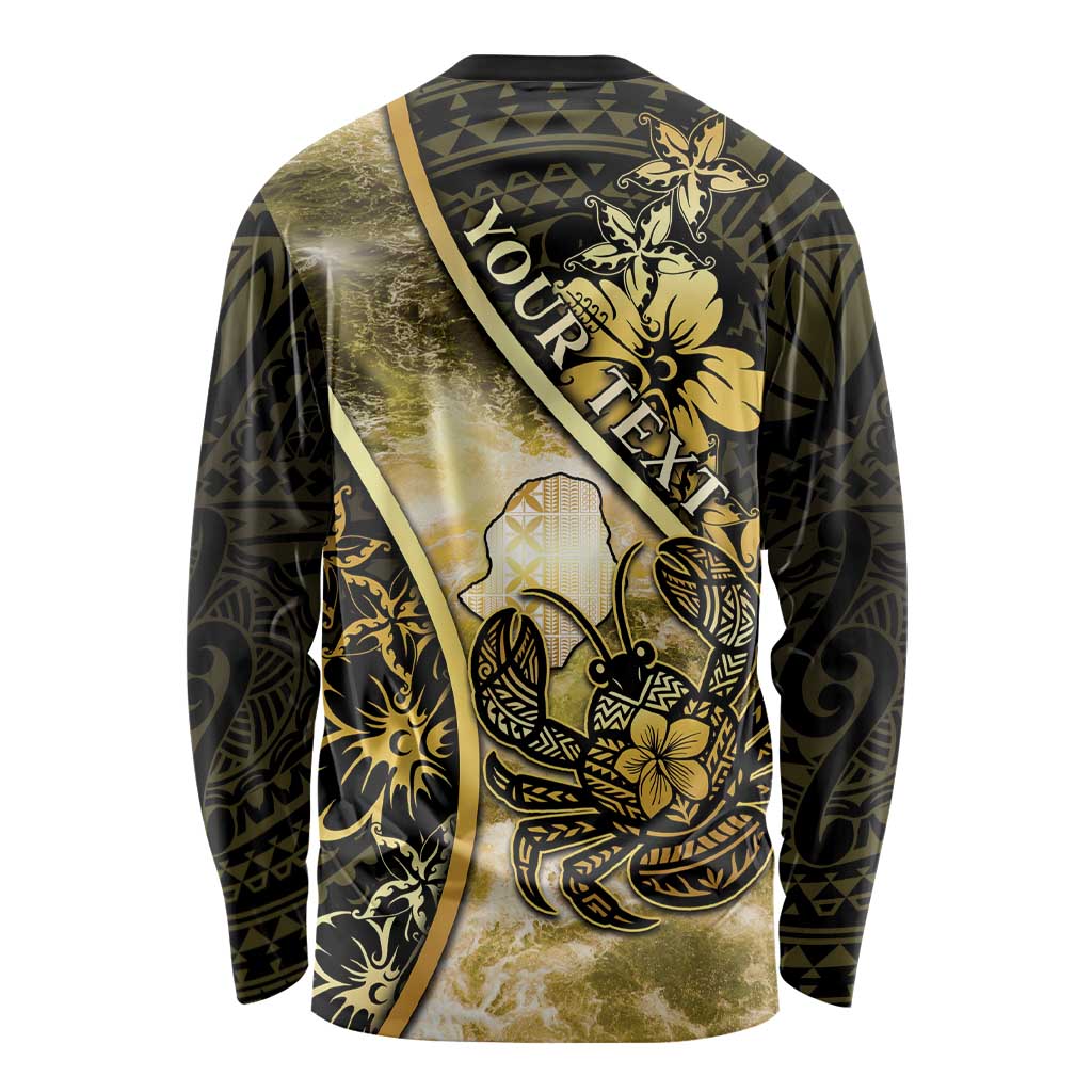Personalised Niue Long Sleeve Shirt Niuean Crab Waves Style DT05 - Polynesian Pride
