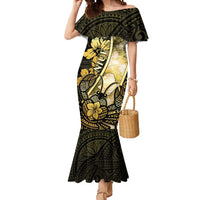 Personalised Niue Mermaid Dress Niuean Crab Waves Style DT05 Women Gold - Polynesian Pride