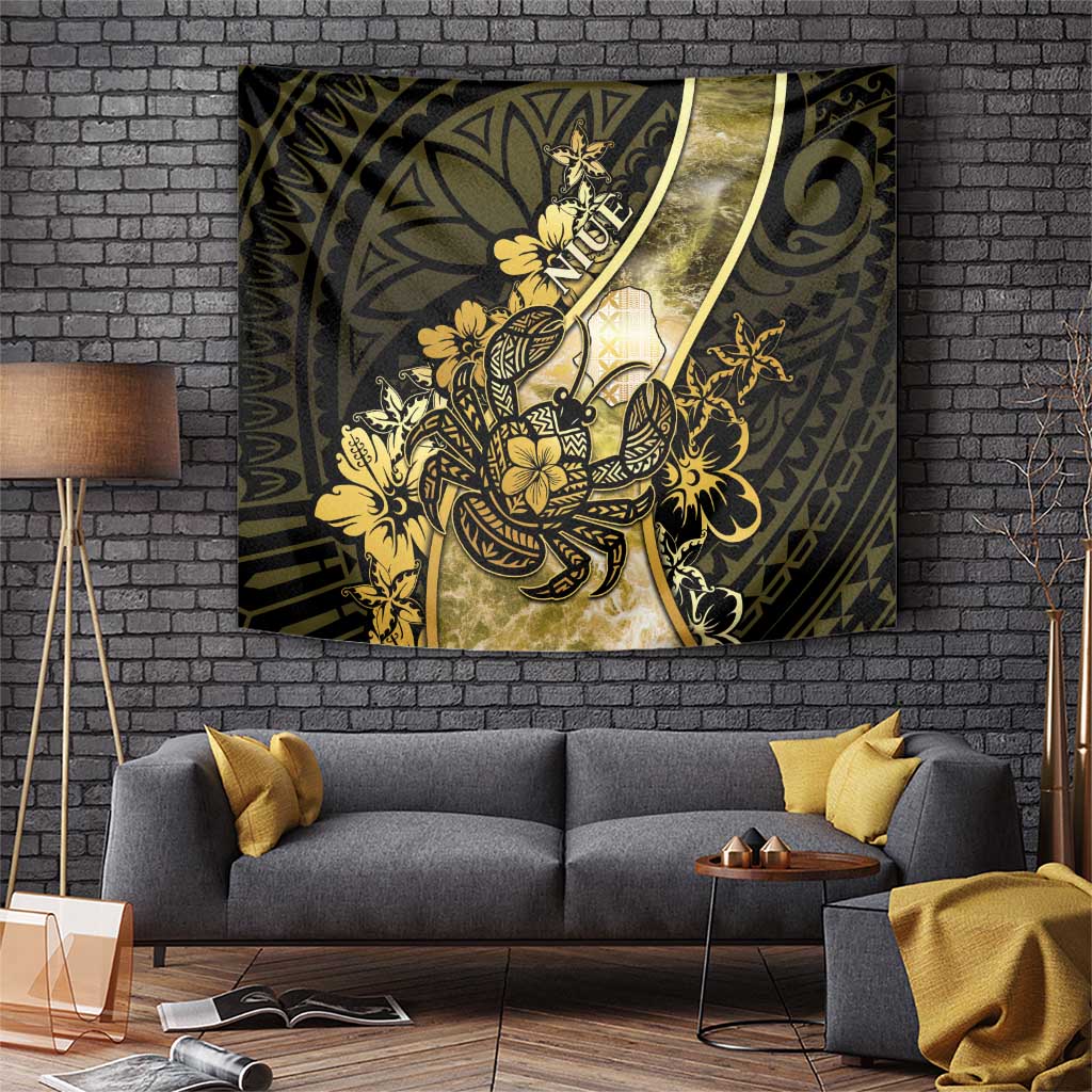 Niue Tapestry Niuean Crab Waves Style DT05 Gold - Polynesian Pride