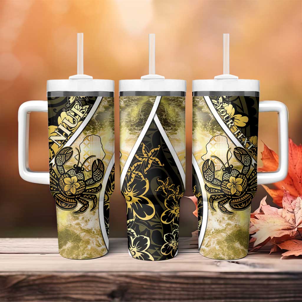 Personalised Niue Tumbler With Handle Niuean Crab Waves Style DT05 - Polynesian Pride