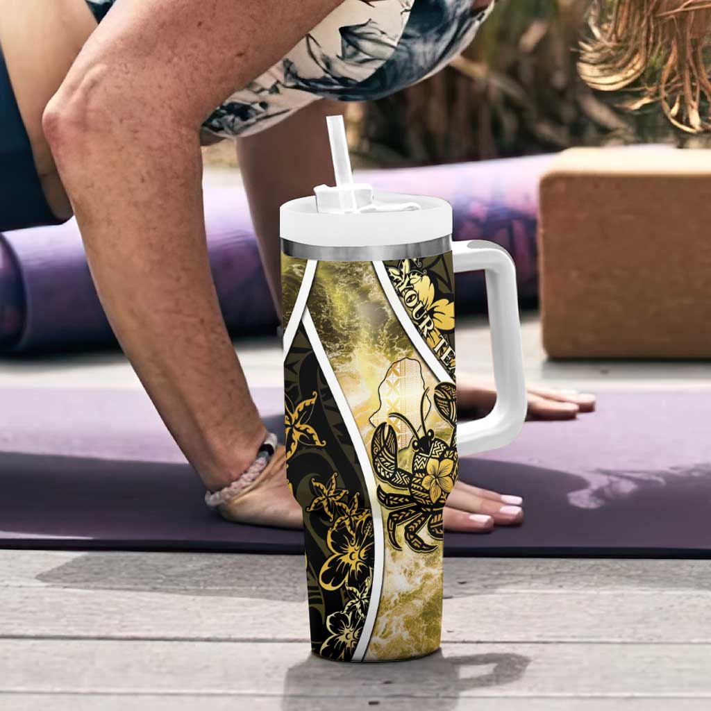 Personalised Niue Tumbler With Handle Niuean Crab Waves Style DT05 - Polynesian Pride