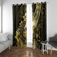 Niue Window Curtain Niuean Crab Waves Style DT05 With Grommets Gold - Polynesian Pride