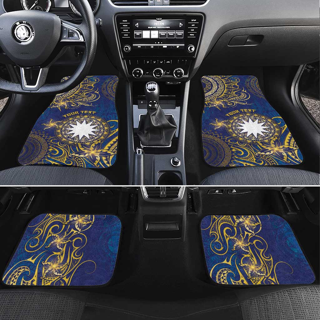 Nauru Car Mats Hibiscus Polynesian Tribal Pattern DT05 Set 4pcs Navy - Polynesian Pride