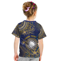 Personalised Nauru Kid T Shirt Hibiscus Polynesian Tribal Pattern DT05 - Polynesian Pride