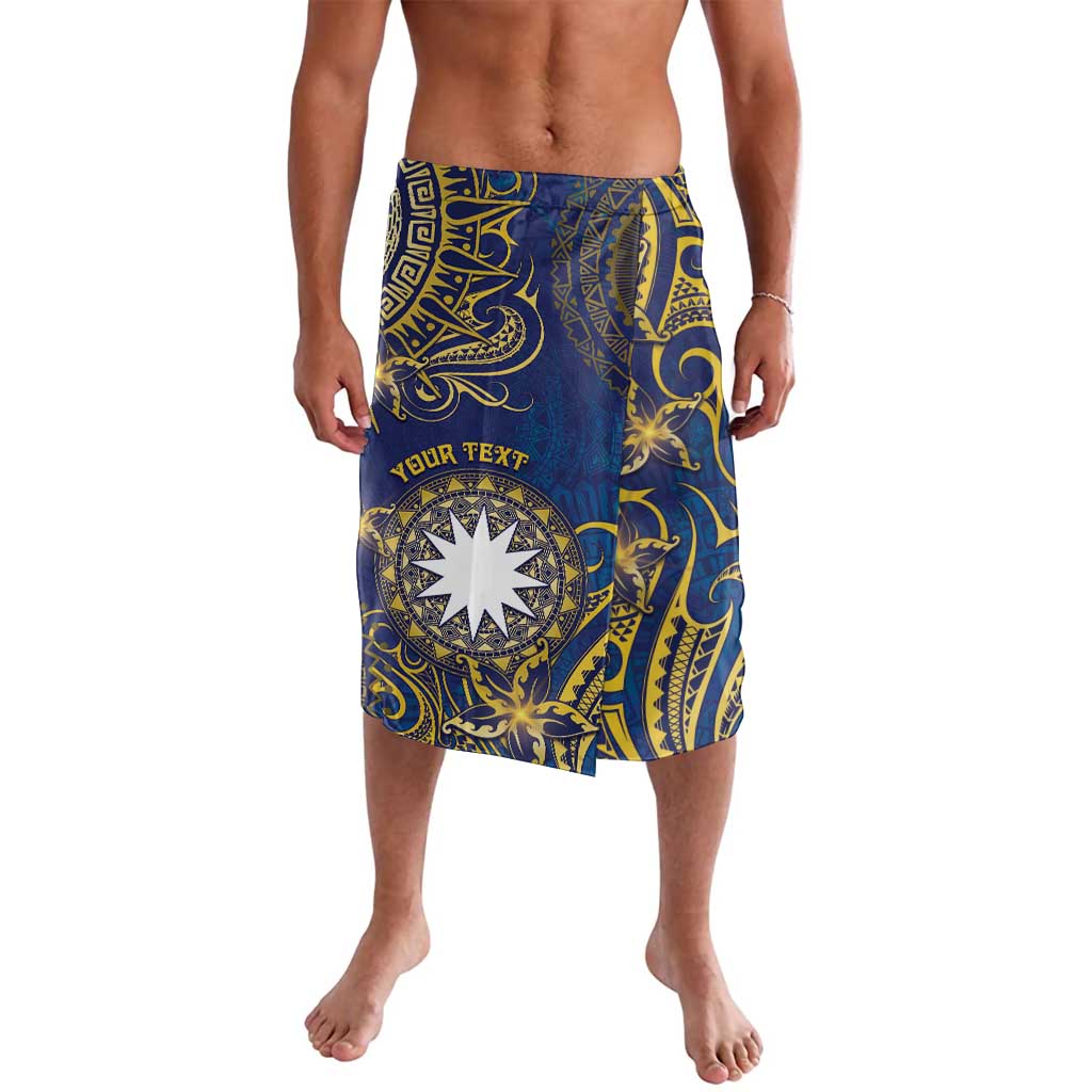 Personalised Nauru Lavalava Hibiscus Polynesian Tribal Pattern DT05 Navy - Polynesian Pride