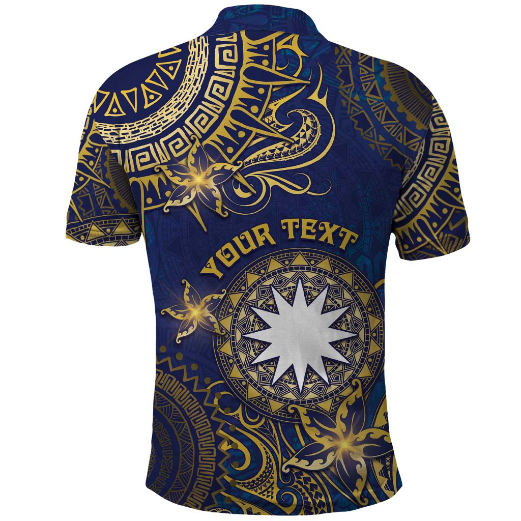 Personalised Nauru Polo Shirt Hibiscus Polynesian Tribal Pattern DT05 - Polynesian Pride