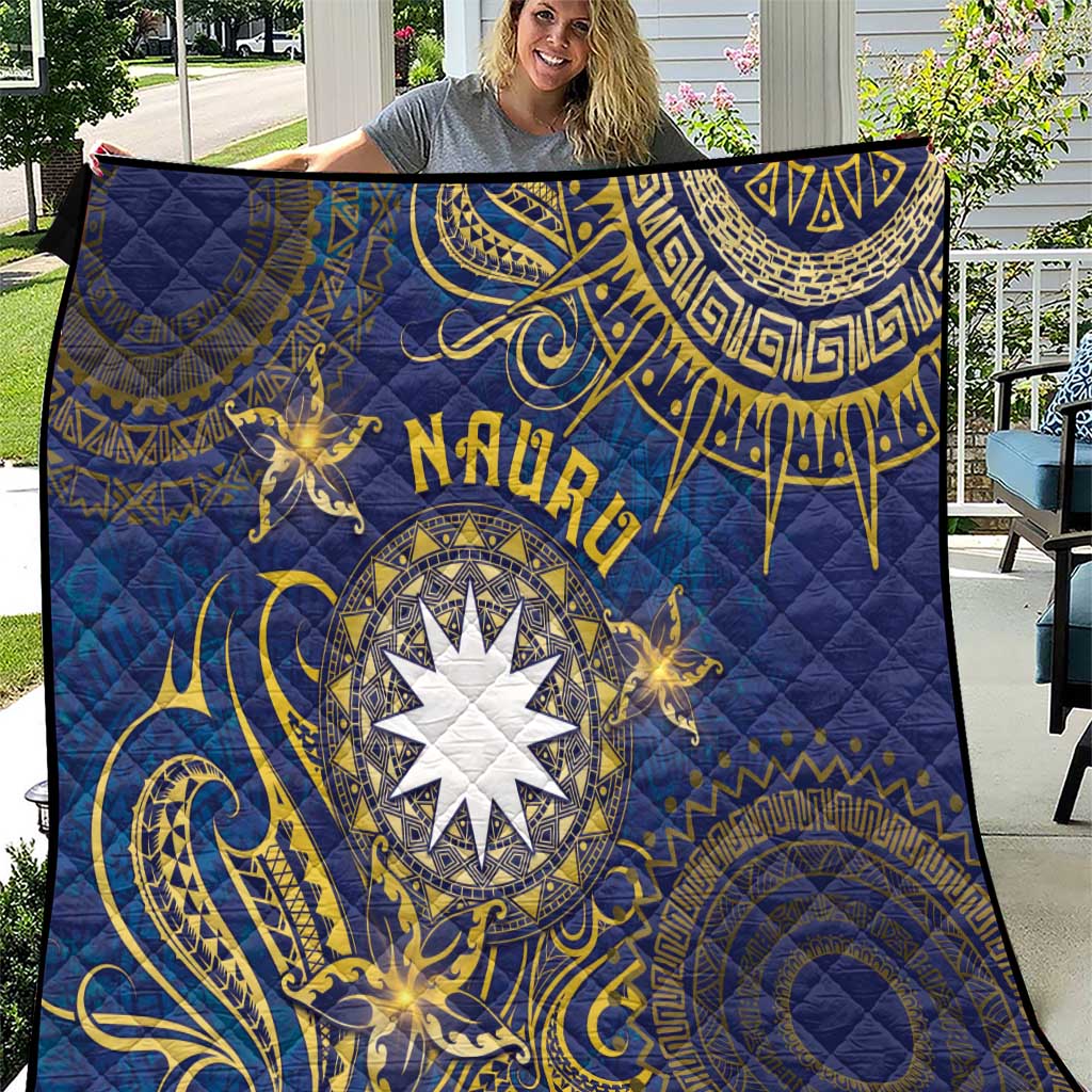 Nauru Quilt Hibiscus Polynesian Tribal Pattern DT05 Navy - Polynesian Pride
