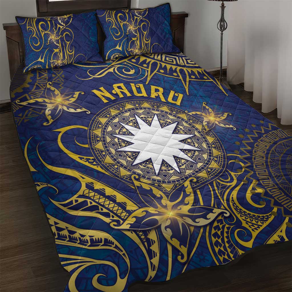 Nauru Quilt Bed Set Hibiscus Polynesian Tribal Pattern DT05 Navy - Polynesian Pride